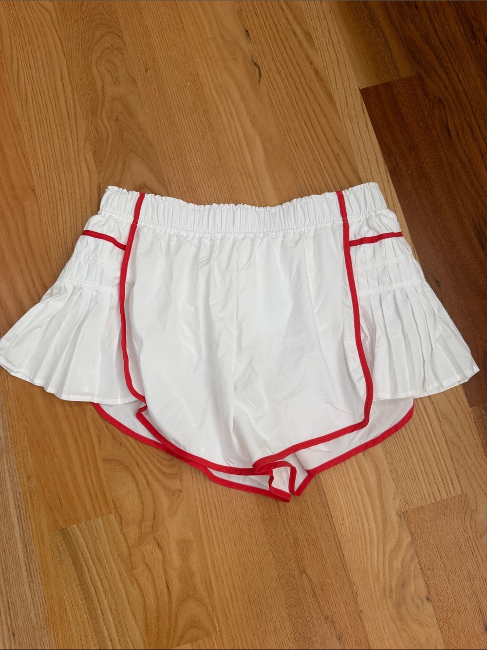 Free People White Athletic Shorts with Red Trim